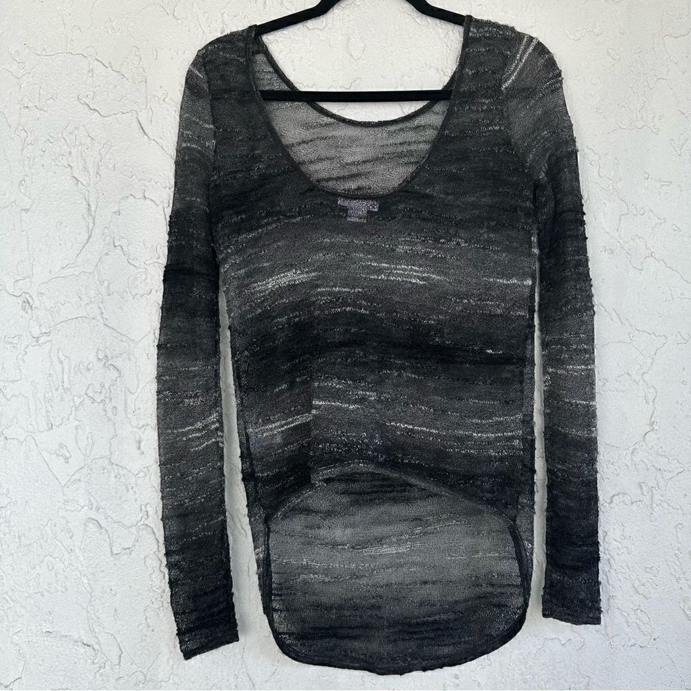 HELMUT LANG Open Knit Asymmetrical‎ Sweater Top Womens Petite Small Mohair Wool - Picture 6 of 8